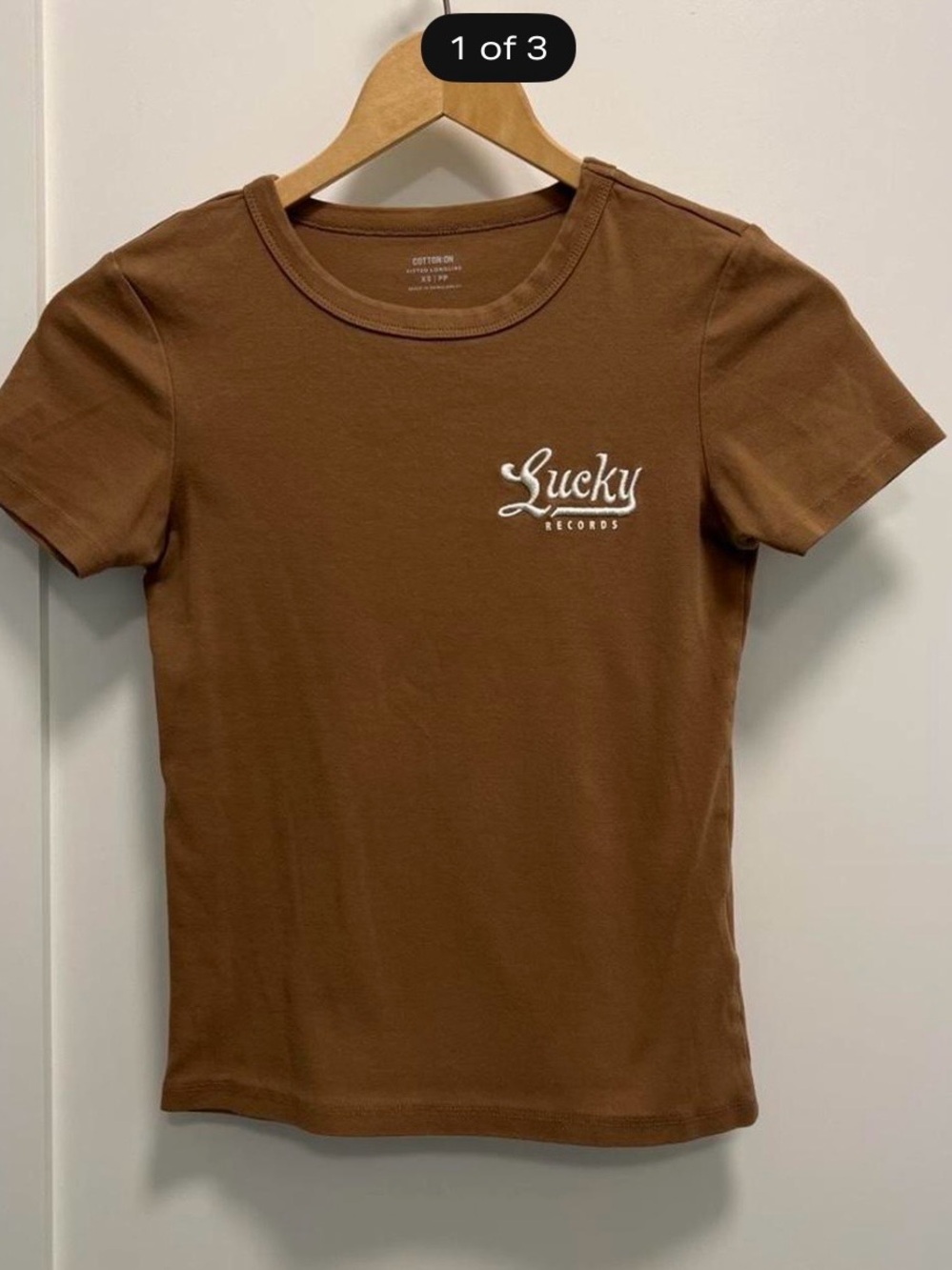 Cotton On Brown 'Lucky Records' Short Sleeve Tee - Women's